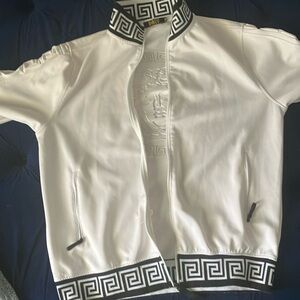 B Rey White Textured Jacket Size Large